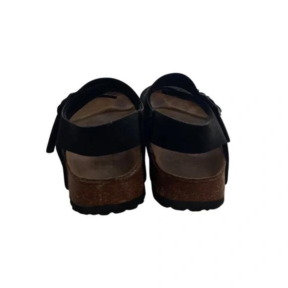 Birkis Birkenstock Black Sandals with Adjustable Straps and Cork Footbed W6 - Picture 9 of 13
